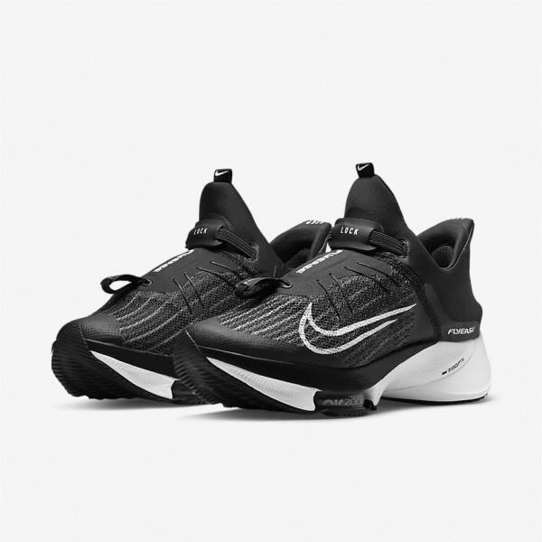 Nike Air Zoom Tempo NEXT% FlyEase Easy On-Off Road Muške Tenisice Za Trčanje Crne Bijele | NK526RHW