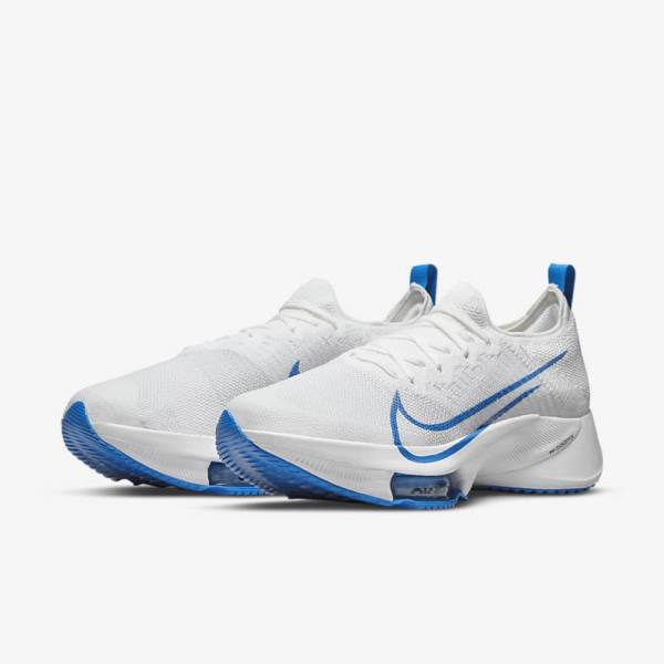 Nike Air Zoom Tempo NEXT% Road Muške Tenisice Za Trčanje Bijele Platine Crne Plave | NK526YCR