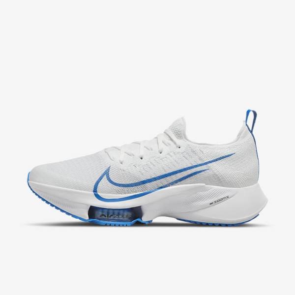 Nike Air Zoom Tempo NEXT% Road Muške Tenisice Za Trčanje Bijele Platine Crne Plave | NK526YCR