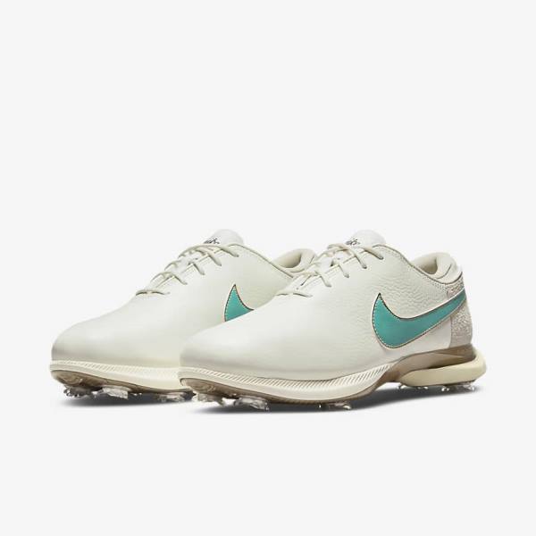 Nike Air Zoom Victory Tour 2 Muške Cipele za golf Bijele Svijetlo Smeđe Tirkizne | NK046SWZ