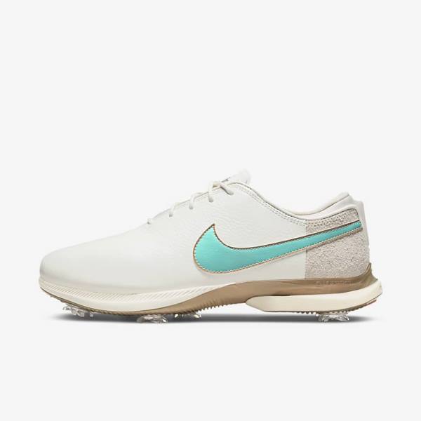 Nike Air Zoom Victory Tour 2 Muške Cipele za golf Bijele Svijetlo Smeđe Tirkizne | NK046SWZ