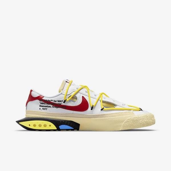 Nike Blazer Low 77 x Off-White™ Muške Tenisice Bijele Žute Kaki Boja Crvene | NK892IDV