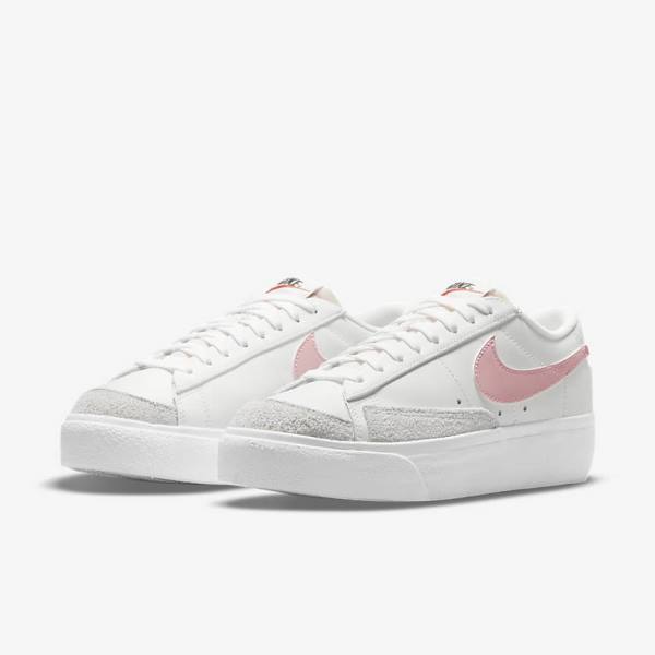 Nike Blazer Low Platform Ženske Tenisice Bijele Crne Roze | NK106VPJ