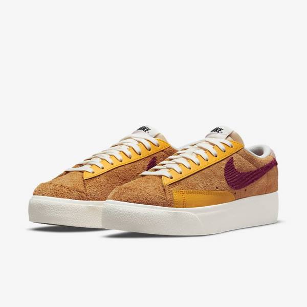 Nike Blazer Low Platform Ženske Tenisice Zlatne Roze Bordo | NK348RDV