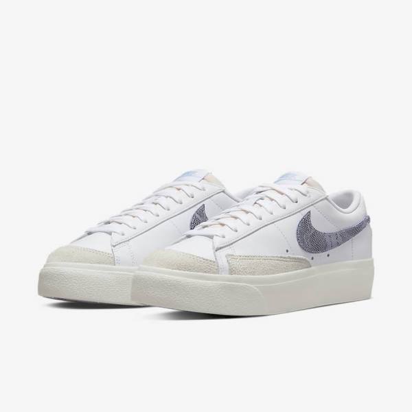 Nike Blazer Low Platform Ženske Tenisice Bijele Svijetlo Plave | NK584QEM