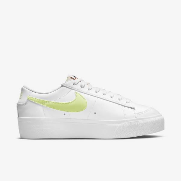 Nike Blazer Low Platform Ženske Tenisice Bijele Crne Svijetlo Limun | NK745PHW