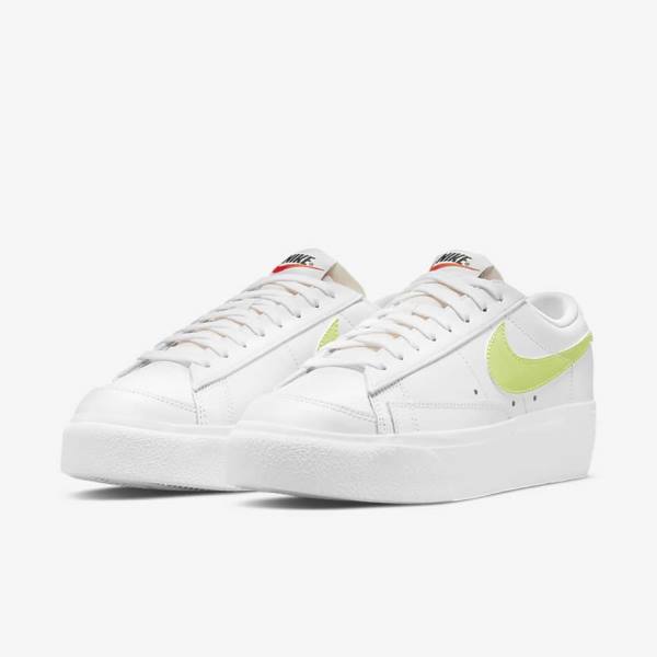 Nike Blazer Low Platform Ženske Tenisice Bijele Crne Svijetlo Limun | NK745PHW