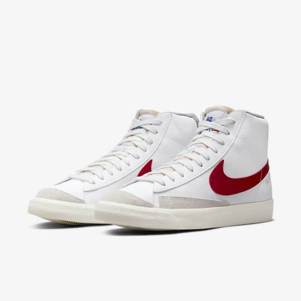 Nike Blazer Mid 77 Muške Tenisice Bijele Svijetlo Sive Crvene | NK261AQP