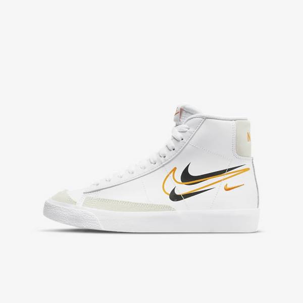 Nike Blazer Mid 77 Older Dječje Tenisice za košarku Bijele Crne Bijele | NK491LKG