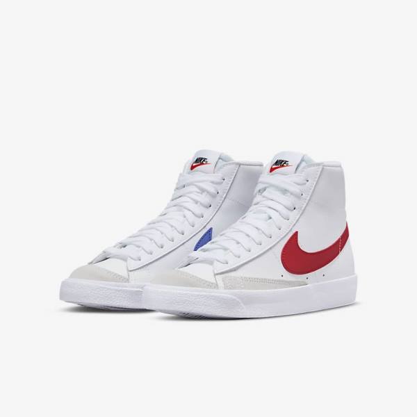 Nike Blazer Mid 77 Older Dječje Tenisice Bijele Plave Crne Crvene | NK580SXB