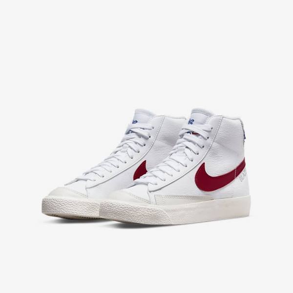 Nike Blazer Mid 77 Older Dječje Tenisice Bijele Svijetlo Sive Crvene | NK625KEN