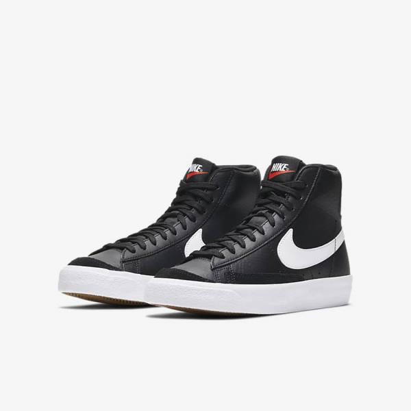 Nike Blazer Mid 77 Older Dječje Tenisice Crne Bijele Narančaste | NK769HUL