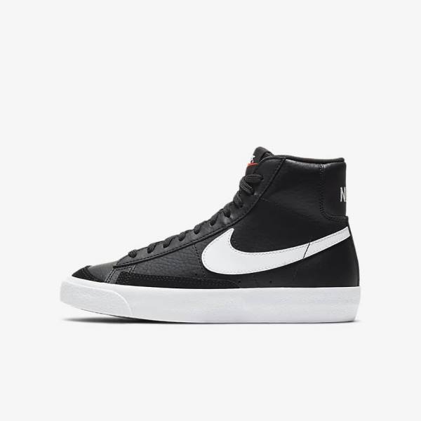 Nike Blazer Mid 77 Older Dječje Tenisice Crne Bijele Narančaste | NK769HUL