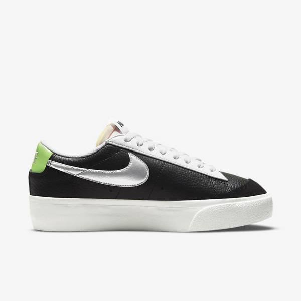 Nike Blazer Platform Ženske Tenisice Crne Bijele Zelene Metalne Srebrne | NK301WNR