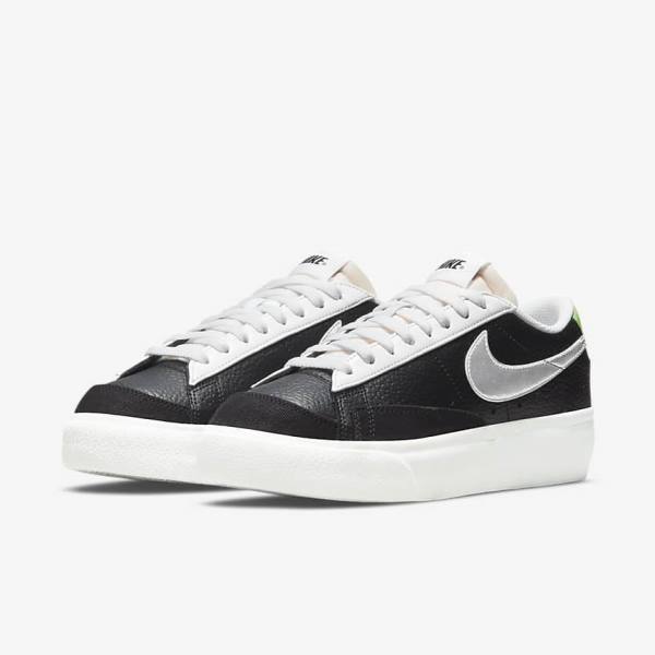 Nike Blazer Platform Ženske Tenisice Crne Bijele Zelene Metalne Srebrne | NK301WNR