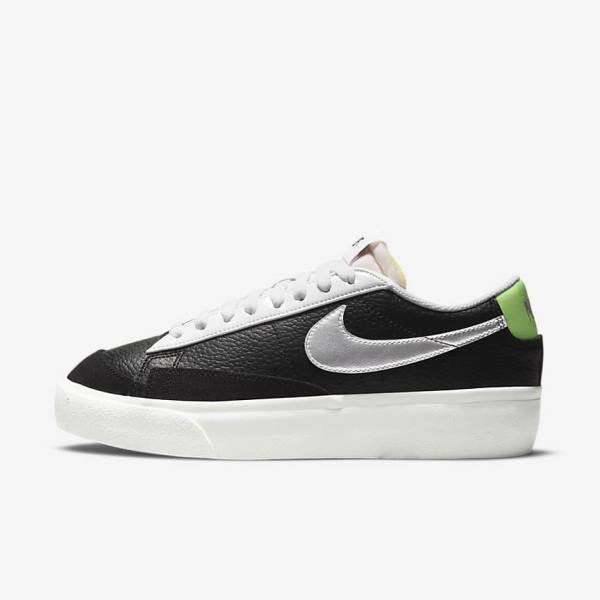 Nike Blazer Platform Ženske Tenisice Crne Bijele Zelene Metalne Srebrne | NK301WNR