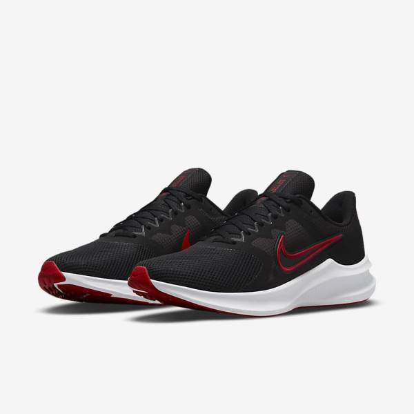 Nike Downshifter 11 Road Muške Tenisice Za Trčanje Crne Bijele Tamno Sive Crvene | NK698OHE