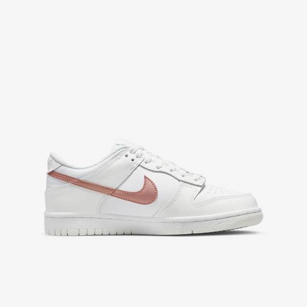 Nike Dunk Low Older Dječje Tenisice Bijele Metalne Crvene Smeđe | NK256BJF