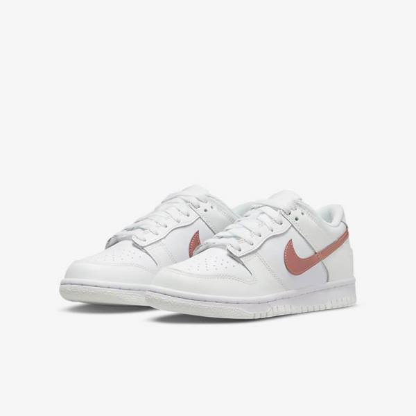 Nike Dunk Low Older Dječje Tenisice Bijele Metalne Crvene Smeđe | NK256BJF