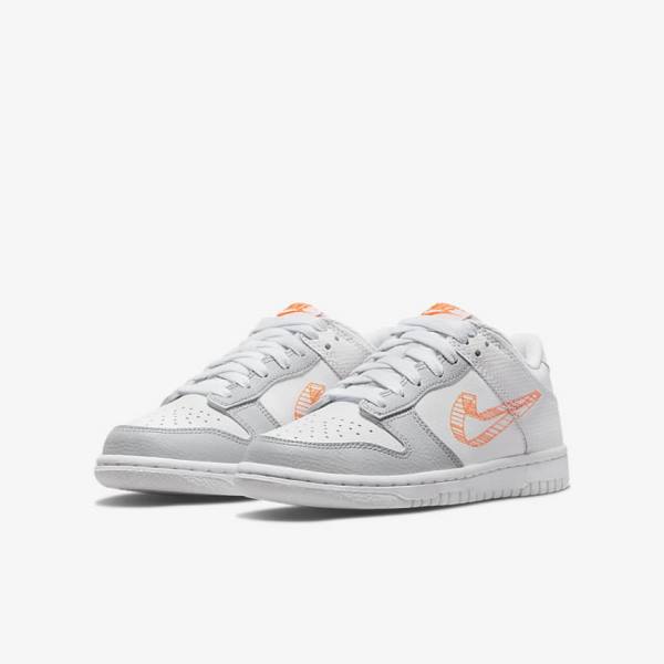 Nike Dunk Low SE Older Dječje Tenisice Bijele Platine Narančaste | NK032JSL