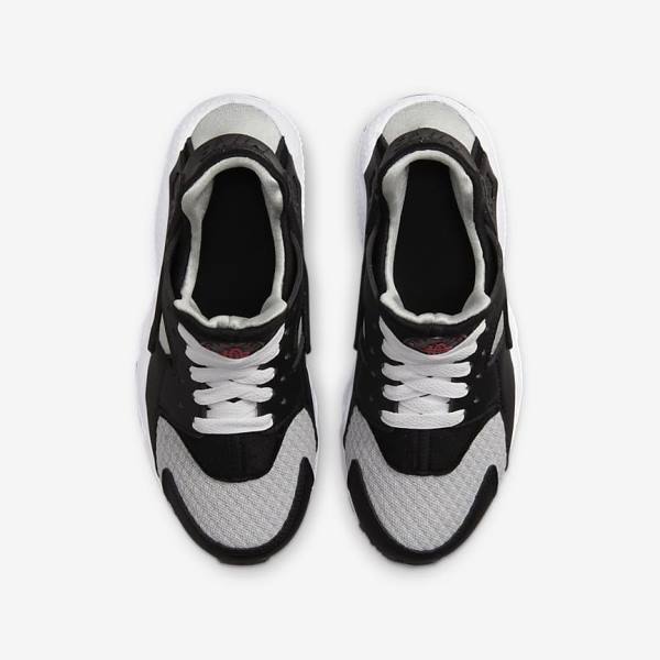 Nike Huarache Run Older Dječje Tenisice Crne Sive Bijele Crvene | NK184DBR