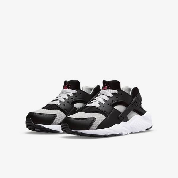 Nike Huarache Run Older Dječje Tenisice Crne Sive Bijele Crvene | NK184DBR