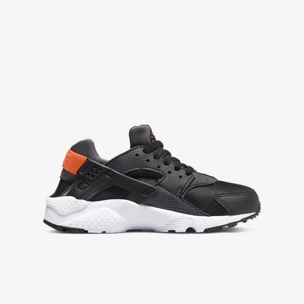 Nike Huarache Run Older Dječje Tenisice Crne Narančaste Sive Bijele | NK287JVZ