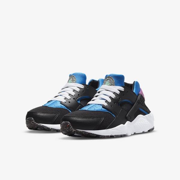 Nike Huarache Run Older Dječje Tenisice Crne Svijetlo Plave Roze Menta | NK601WSC