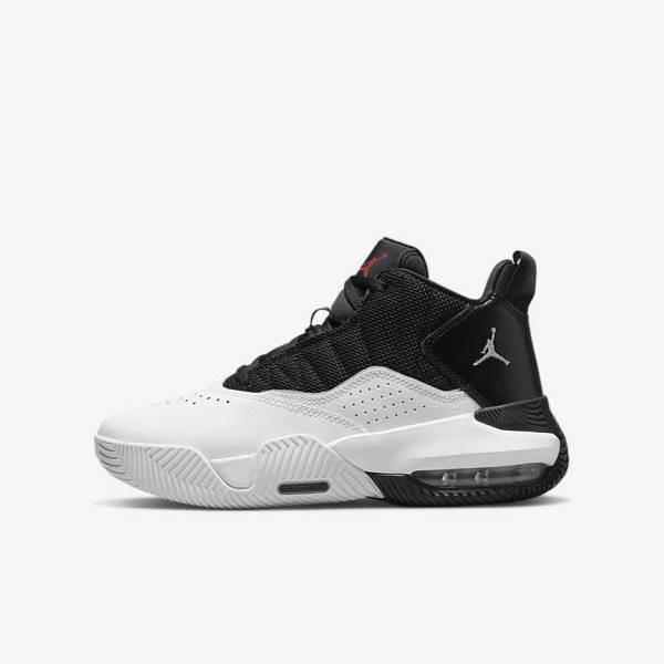 Nike Jordan Stay Loyal Older Dječje Jordan Tenisice Crne Bijele Metalne Srebrne Crvene | NK293SUE