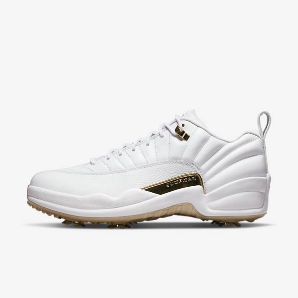 Nike Jordan XII G Muške Cipele za golf Bijele Metalne Zlatne Bijele | NK706DYK