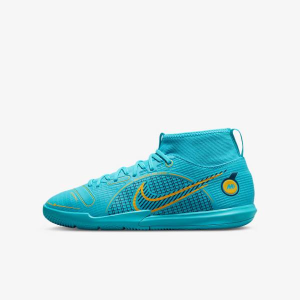 Nike Jr. Mercurial Superfly 8 Academy IC Younger and Older Indoor Court Dječje Tenisice Za Nogomet Plave Narančaste | NK941QLE