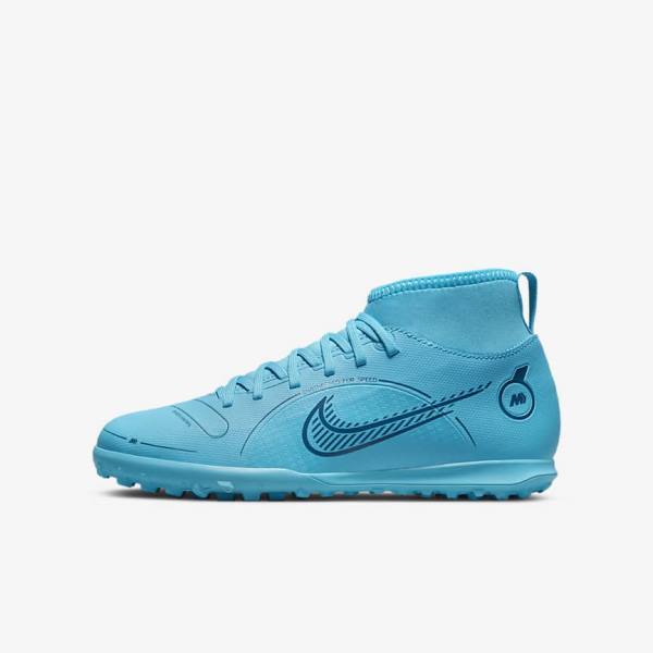 Nike Jr. Mercurial Superfly 8 Club TF Older Turf Dječje Tenisice Za Nogomet Plave Narančaste | NK264BMT