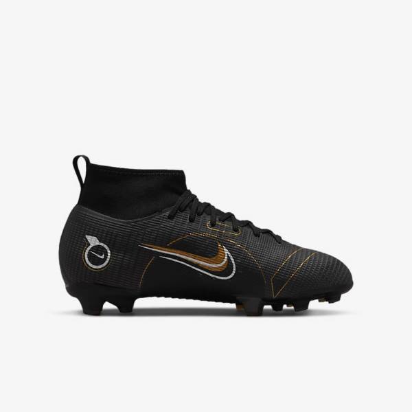 Nike Jr. Mercurial Superfly 8 Pro FG Younger and Older Firm-Grounds Dječje Tenisice Za Nogomet Crne Metalne Srebrne Sive Metalne Zlatne | NK864IBF