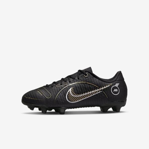 Nike Jr. Mercurial Vapor 14 Academy MG Older Multi-Ground Dječje Tenisice Za Nogomet Crne Metalne Srebrne Sive Metalne Zlatne | NK827HBV