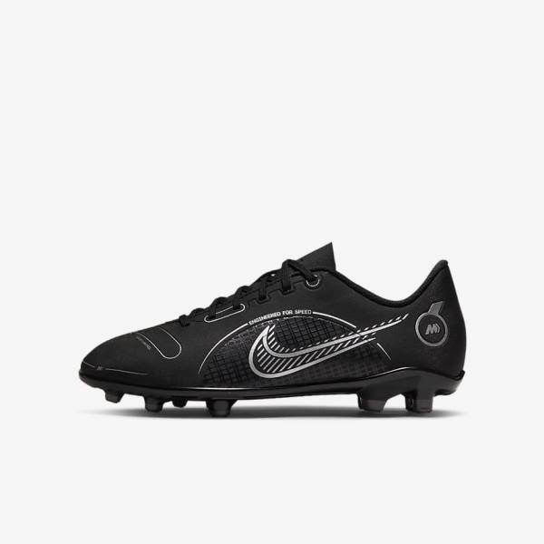 Nike Jr. Mercurial Vapor 14 Club MG Older Multi-Ground Dječje Tenisice Za Nogomet Crne Sive Metalne Srebrne | NK140TZB