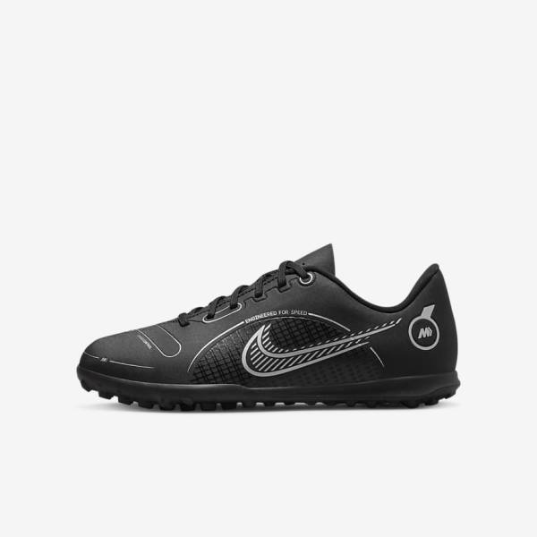 Nike Jr. Mercurial Vapor 14 Club TF Older Kids Turf Dječje Tenisice Za Nogomet Crne Sive Metalne Srebrne | NK736CKJ