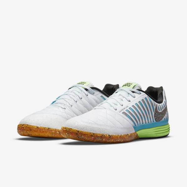 Nike Lunar Gato II IC Indoor Court Muške Tenisice Za Nogomet Bijele Svijetlo Plave Crne Crne | NK324NFL