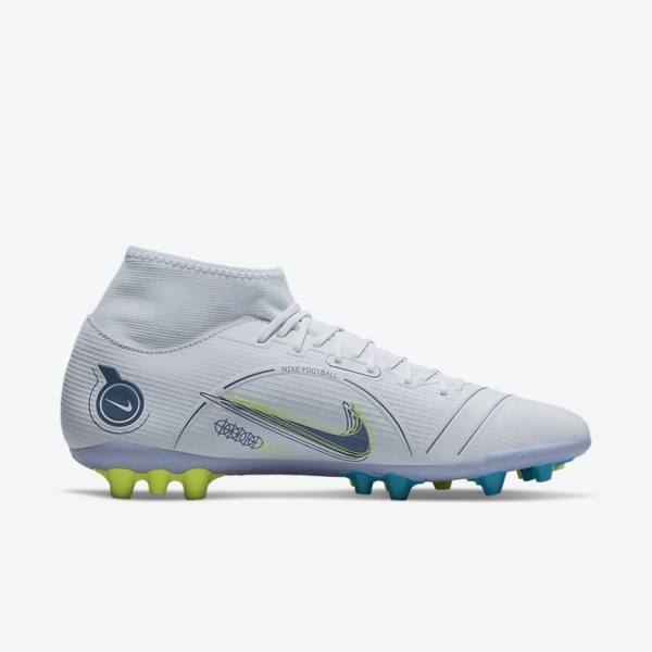 Nike Mercurial Superfly 8 Academy AG Artificial-Grass Muške Tenisice Za Nogomet Sive Svijetlo Plave Tamno Plave | NK831PRZ