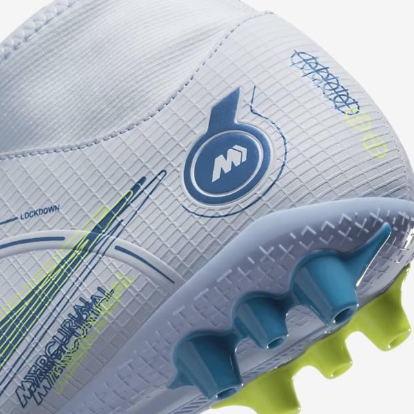 Nike Mercurial Superfly 8 Academy AG Artificial-Grass Muške Tenisice Za Nogomet Sive Svijetlo Plave Tamno Plave | NK831PRZ