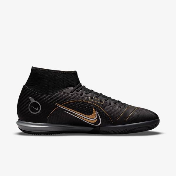 Nike Mercurial Superfly 8 Academy IC Indoor-Court Muške Tenisice Za Nogomet Crne Metalne Srebrne Sive Metalne Zlatne | NK976QSD