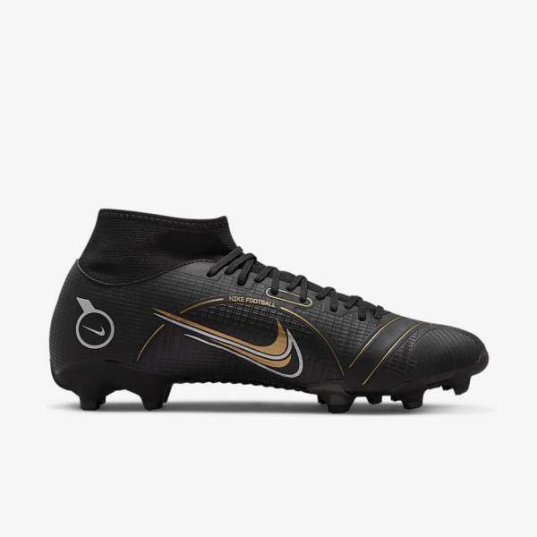 Nike Mercurial Superfly 8 Academy MG Multi-Grounds Muške Tenisice Za Nogomet Crne Metalne Srebrne Sive Metalne Zlatne | NK057XPE