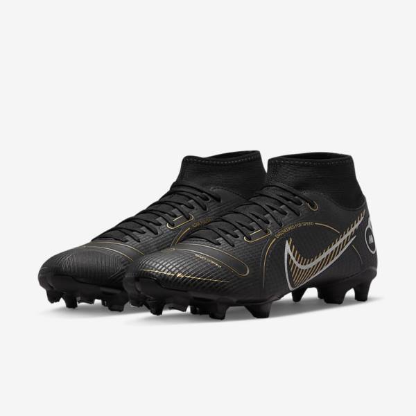 Nike Mercurial Superfly 8 Academy MG Multi-Grounds Ženske Tenisice Za Nogomet Crne Metalne Srebrne Sive Metalne Zlatne | NK165ZES