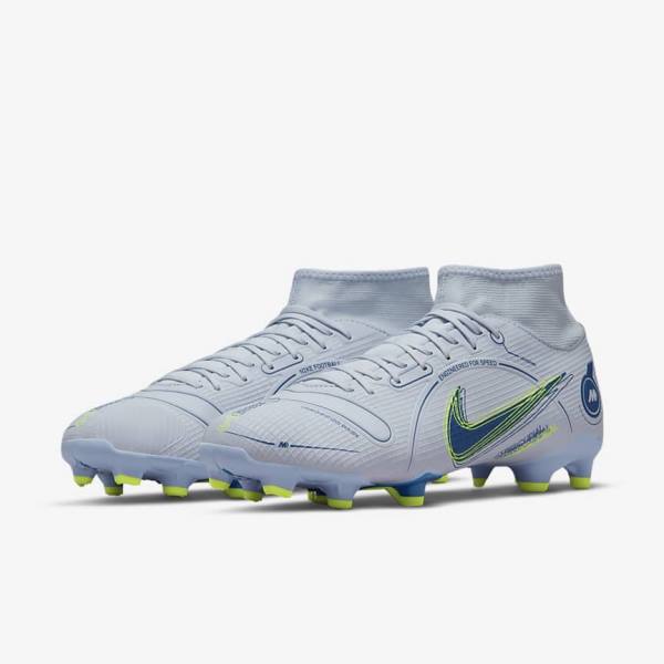 Nike Mercurial Superfly 8 Academy MG Multi-Grounds Ženske Tenisice Za Nogomet Sive Svijetlo Plave Tamno Plave | NK582JHF