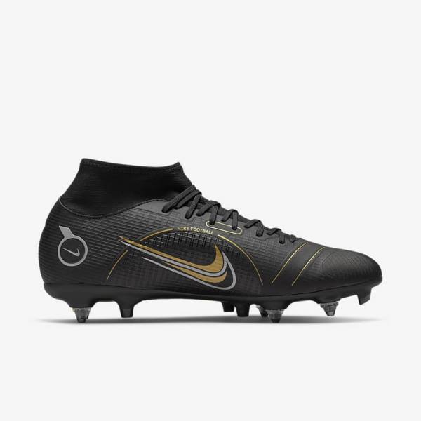 Nike Mercurial Superfly 8 Academy SG-PRO Anti-Clog Traction Soft-Grounds Ženske Tenisice Za Nogomet Crne Metalne Srebrne Sive Metalne Zlatne | NK124TOS