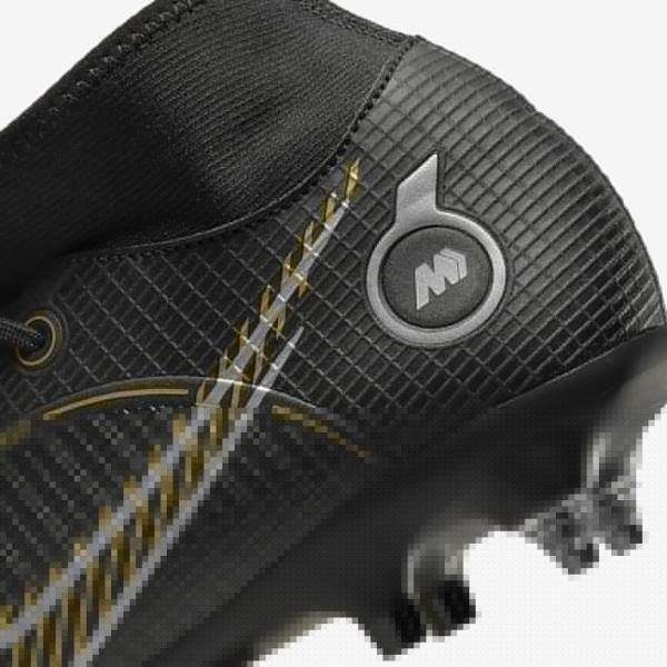 Nike Mercurial Superfly 8 Academy SG-PRO Anti-Clog Traction Soft-Grounds Muške Tenisice Za Nogomet Crne Metalne Srebrne Sive Metalne Zlatne | NK723TXW