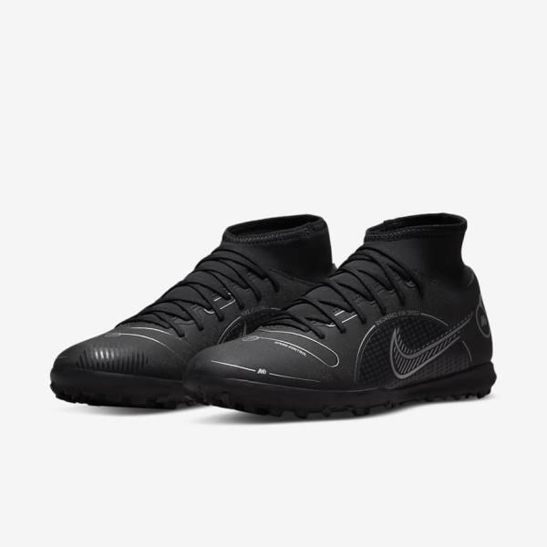 Nike Mercurial Superfly 8 Club TF Turf Muške Tenisice Za Nogomet Crne Sive Metalne Srebrne | NK392GVS