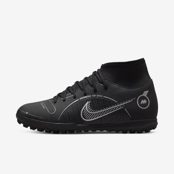 Nike Mercurial Superfly 8 Club TF Turf Muške Tenisice Za Nogomet Crne Sive Metalne Srebrne | NK392GVS