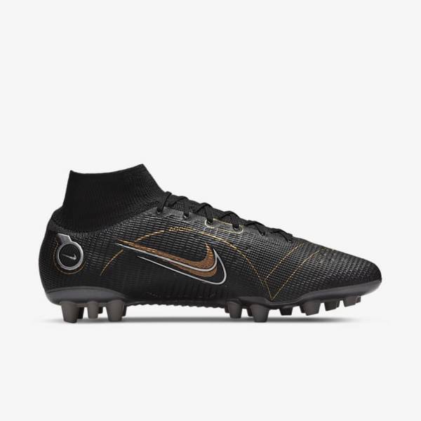 Nike Mercurial Superfly 8 Elite AG Artificial-Grasss Ženske Tenisice Za Nogomet Crne Metalne Srebrne Sive Metalne Zlatne | NK610ONW