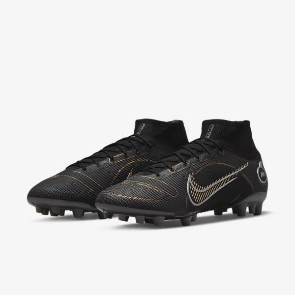 Nike Mercurial Superfly 8 Elite AG Artificial-Grasss Ženske Tenisice Za Nogomet Crne Metalne Srebrne Sive Metalne Zlatne | NK610ONW