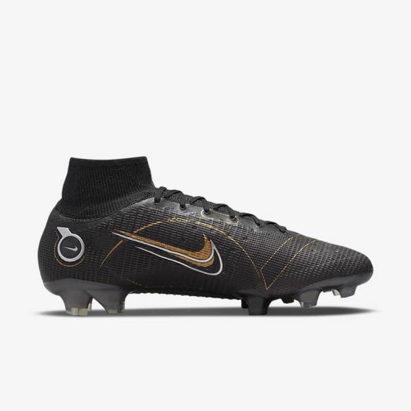 Nike Mercurial Superfly 8 Elite FG Firm-Grounds Ženske Tenisice Za Nogomet Crne Metalne Srebrne Sive Metalne Zlatne | NK093HSE